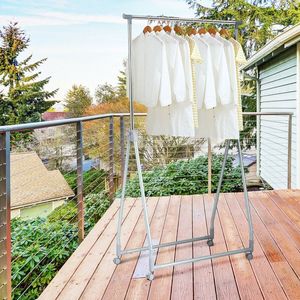 Porte-vêtements robuste extensible et pliable avec barre de suspension – Supports et rails à vêtements de qualité supérieure - Product Image 6