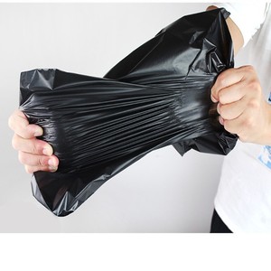 Black Moisture Proof Garbage Bags Roll with Zipper Top Flat <b>Pocket</b> Trash Bags Household Disposable LDPE Heat Seal - Product Image 1