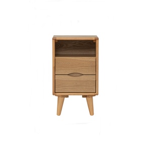 High Quality Ash Wood <b>Bedside</b> Table with Two Drawer Rounded Corner Nightstand Light Wood Accent Table for Modern Home - Product Image 3