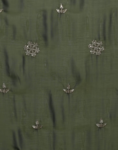 KV Green Embellished <b>Satin</b> Silk Sequined <b>Saree</b> With Unstitched Blouse - Product Image 5
