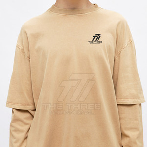 Nouveau design, t-shirts à manches longues pour hommes, double couche, en coton, vente en gros de t-shirts à double couche pour hommes - Product Image 2