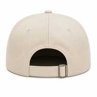 Casquette beige à 5 panneaux, broderie 3D étoile, visière plate, étiquette tissée en acrylique, logo personnalisé, style streetwear
