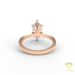 Bague centrale en argent 925 de qualité supérieure avec diamant de laboratoire taille marquise et bande en or rose pour les acheteurs de bijoux en gros - Product Image 2