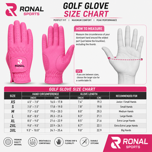 Guante de Golf de Piel Cabretta Premium con Diseño Estampado para Hombre y Mujer, Ajuste para Mano Izquierda y Derecha, Duradero, de Secado Rápido y Transpirable - Product Image 3