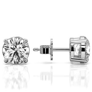 Boucles d'oreilles en diamant de laboratoire taille brillant rond 2 carats avec argent 925 certifié IGI, couleur D, style classique, unisexe - Product Image 3