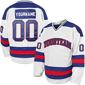 Camiseta de Hockey sobre Hielo Personalizada, Uniforme de Equipo Blanco, Negro y Rojo, Camiseta de Hockey Personalizada de Manga Larga para Partidos - Product Image 5