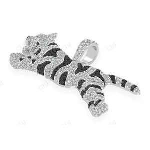 Iced Out Tiger Pendant Hip Hop Bling Silver Gold 10K 14K Jumping Tiger <b>Rapper</b> <b>Chain</b> Statement Animal Jewelry Luxury Piece - Product Image 1