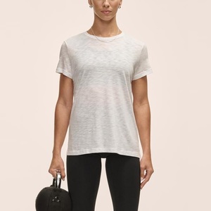 Nueva llegada, camiseta básica informal con cuello redondo y logotipo personalizado para mujer, camiseta extragrande de media manga para verano, hecha en Bangladesh. - Product Image 6