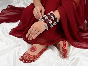 .Colorful Stylish Vibrant Brown Silver Plated Trendy Geometric <b>Glass</b> <b>Bangles</b> Imitation Pearl Churiyan Set for Wedding Party Wear - Product Image 4