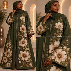 African Luxury Black Modest Wear Ethopian <b>Abaya</b> Premium Arabic Style <b>Abaya</b> Saudi Style Black <b>Abaya</b> Hajj Wear <b>Abaya</b> - Product Image 6