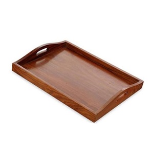 Plateau de service en bois moderne et écologique avec poignées, forme rectangulaire, personnalisable pour la maison et les hôtels, fait main - Product Image 6