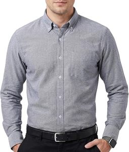 Camisa Oxford de algodón 100% para hombre, manga larga, con botones, para trabajo, negocios, formal, con bolsillo. - Product Image 6