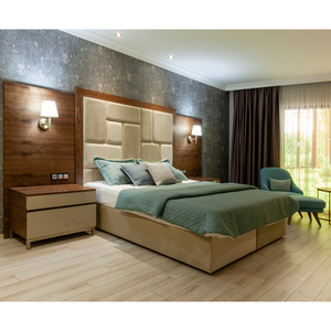 Modern Eco-Friendly Durable Wood Panel Hotel Furniture Set with Concealed Storage and Frosted Glass Door for Commercial Use - Product Image 5