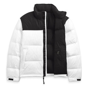 Veste matelassée pour homme, blanche et noire, à blocs de couleur, col montant, fermeture éclair, coupe-vent, rembourrage en polyester, manteau décontracté d'hiver - Product Image 2