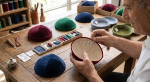Kipá de Terciopelo, Gorro Judío de Color Sólido, Gorro Étnico del Medio Oriente para las Cuatro Estaciones, Disponible en 9 Colores - Product Image 4