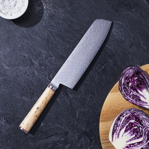 Cuchillo para Verduras con Mango de Madera Beige Natural, Hoja Ancha, Cuchillo Profesional de Cocina para Picar y Rebanar - Product Image 6