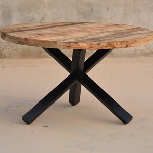 Tavolo da Pranzo Pieghevole in Legno Massiccio Stile Industriale Vintage Fatto a Mano per Sala da Pranzo, Ristorante e Appartamento - Product Image 4