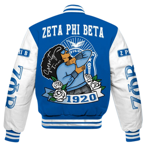 Chaqueta para hombre, estilo universitario, con letras griegas bordadas, estilo Zeta Phi Beta, ropa de calle premium, abrigo de invierno - Product Image 5