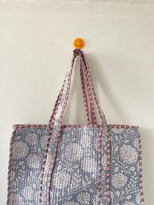 Bolso Tote de Algodón Acolchado con Estampado Floral, Estilo Bohemio, Casual, para Compras, para Mujer - Product Image 4
