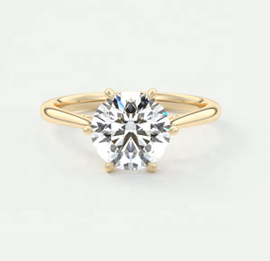 Anillo de compromiso solitario redondo de oro de 14 quilates con diamante brillante de 2 quilates, engaste de 6 puntas tipo catedral, diamante cultivado en laboratorio, certificado IGI, joyas personalizadas - Product Image 1