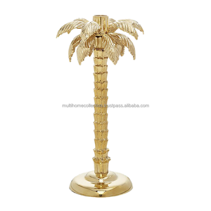 Solid <b>Brass</b> Coconut Tree Design Candle <b>Holder</b> Table Model New Latest Designing Handcrafted Premium Candle <b>Holder</b> - Product Image 3