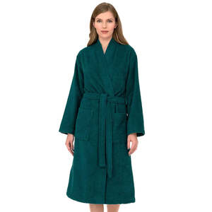 Peignoir en coton turc pour femmes, peignoir de spa doux avec poches, qualité hôtelière de luxe, vert, vêtements de détente à domicile - Product Image 6