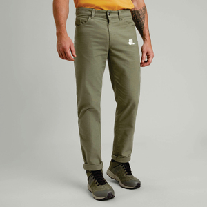 Men Olive Green <b>Canvas</b> Pants Straight Fit Mid Waist Casual Style With Pockets Breathable Woven Fabric Button Fly - Product Image 1