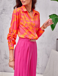 Chemisier à manches longues imprimé floral pour femme, nouvelle mode, chemise décontractée à boutons simples pour la saison printanière - Product Image 2