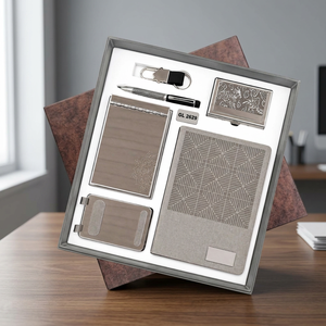 6 In 1 Executive Corporate Gift Set With A5 Notebook <b>Metal</b> Pen <b>Card</b> <b>Holder</b> Mobile Stand Writing Pad And Keychain For Office - Product Image 2