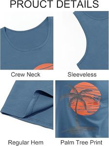 Camiseta sin mangas con cuello redondo y estampado azul claro para hombre, 100% poliéster, transpirable, ecológica, deportiva, tejido teñido, secado rápido - Product Image 2
