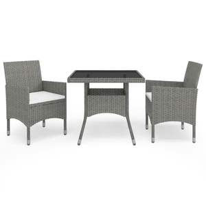 3-Piece Gray Poly <b>Rattan</b> and Glass Patio Dining Set Elegant Outdoor <b>Furniture</b> - Product Image 1