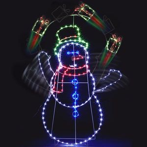 5FT Pre-Lit 2D Animated Snowman Fun Juggling Christmas Yard Decorations 358 <b>LED</b> Multi-Color <b>Lights</b> Stakes 2022 New Collection - Product Image 3