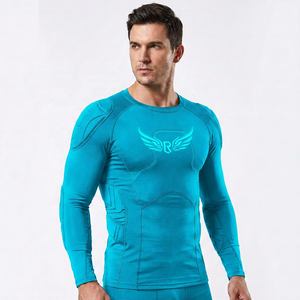 Men's <b>Black</b> Short Sleeve <b>Compression</b> <b>Shirt</b> with Front Logo Crew Neck Regular Breathable Moisture Wicking Adults - Product Image 4
