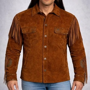 Soft Touch Wholesale Price Men's <b>Suede</b> Leather en <b>Jacket</b> Classic Western Cowboy Fashion <b>Jacket</b> High Quality Supplier - Product Image 1