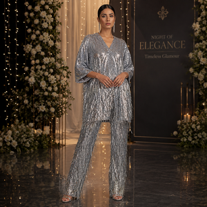 Luxury All Over <b>Sequin</b> Fringe Pattern | Tassel Embellished Co Ord Set| <b>Art</b> Deco Inspired Vertical <b>Sequin</b> Texture Glamorous Dress - Product Image 2