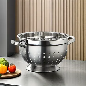 Passoire en acier inoxydable à mailles fines, écologique, avec base robuste pour égoutter les pâtes, le riz, les légumes et les fruits - Product Image 1