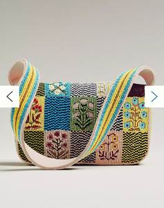 Patchwork Bead Bag Boho Beaded Purse Floral Patch <b>Handbag</b> Color Block Bead Bag Artisan Shoulder Bag - Product Image 1