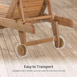 Per sedie a sdraio reclinabili da esterno con tavolo incorporato e ruote mobili Look In legno rosso sole - Product Image 3