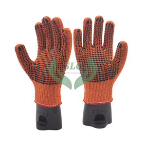 Gants de sécurité en coton orange résistants et fiables Protection antidérapante/impact/statique Matériau en tricot à pois Conception sans couture - Product Image 1