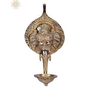 เครื่องประดับแขวนผนังขนาด9นิ้วทำด้วยมือทำจากทองเหลืองชุบทองสำหรับใช้ในพิธีกรรมของอินเดีย - Product Image 1