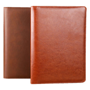 Carpeta de cuero para bloc de notas con soporte para bolígrafo y ranuras para tarjetas, organizador de negocios marrón - Product Image 4