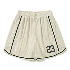 Custom Basketball Shorts <b>Black</b> Elastic Waist Breathable 100% Polyester Knitted Athletic for Men Streetwear - Product Image 3