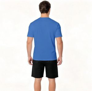 T-shirt pour homme à manches courtes en polyester à séchage rapide, couleur unie, t-shirt de sport - Product Image 2