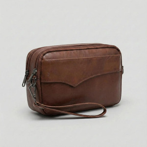 Bolso de mano hecho a mano de cuero de grano completo con múltiples compartimentos y diseño de cremallera de alta calidad para negocios a un precio razonable. - Product Image 1