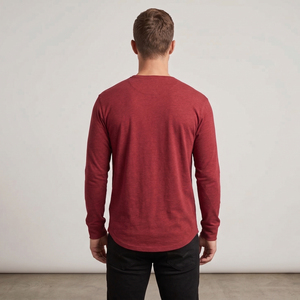 T-shirts gaufrés Henley à manches longues pour hommes, personnalisables, col rond, boutonnés, style streetwear d'été - Product Image 2