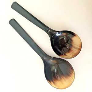 Juego de Cubiertos para Ensalada de Cuerno de Búfalo, Tenedor y Cuchara, Ecológico, Hecho a Mano, Natural, Pulido, Duradero, Tema de Ángel, Decoración para el Hogar - Product Image 5