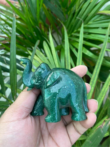 Hand Carved Natural Fuchsite <b>Elephant</b> Statue Green Gemstone Home Decor OEM ODM Wholesale Supplier - Product Image 3