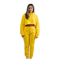 Offre Spéciale femmes vêtements survêtement avec logo personnalisé 2 pièces ensemble en gros femmes Crop hauts sweats à capuche et Jogging costume