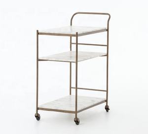 Luxury Rectangular Hotel <b>Bar</b> <b>Cart</b> Trolley White Marble Steel Pattern Kitchen Dining Room Living Room Home <b>Bar</b> Laundry - Product Image 1