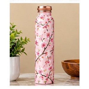 Sunburst Copper <b>Water</b> <b>Bottle</b> with Sun Moon Stars Design Bohemian Portable Travel <b>Thermos</b> - Product Image 5